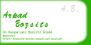arpad bozsits business card